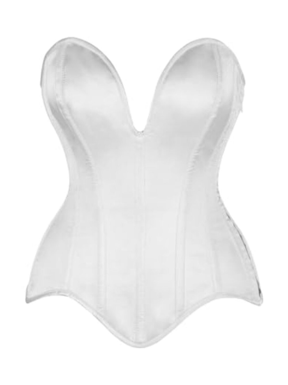 White Satin Overbust Corset Sweetheart Neckline Steel Boned